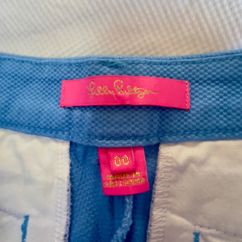 Lilly Pulitzer Callahan shorts blue piqué textured fabric summer preppy - Picture 4 of 6